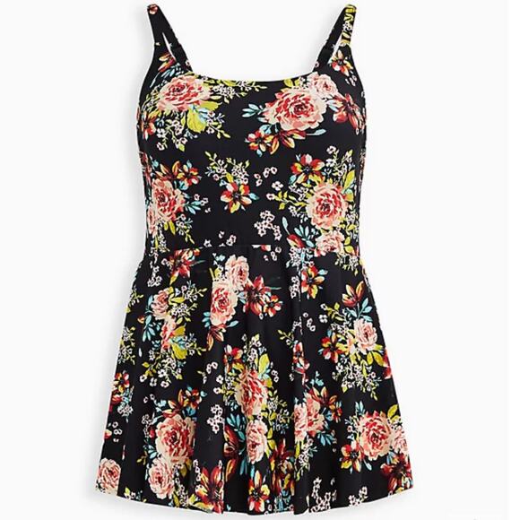 Torrid NWT Short Length Side Tie Swim Dress - Floral Size 0X Adjustable Strap - Picture 4 of 8